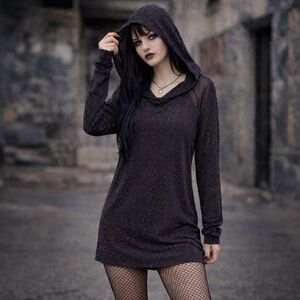 SHEIN Plus Glitter Shimmer Swim Cover Up Sheer Festival Hooded Tunic Top Sz 2XL